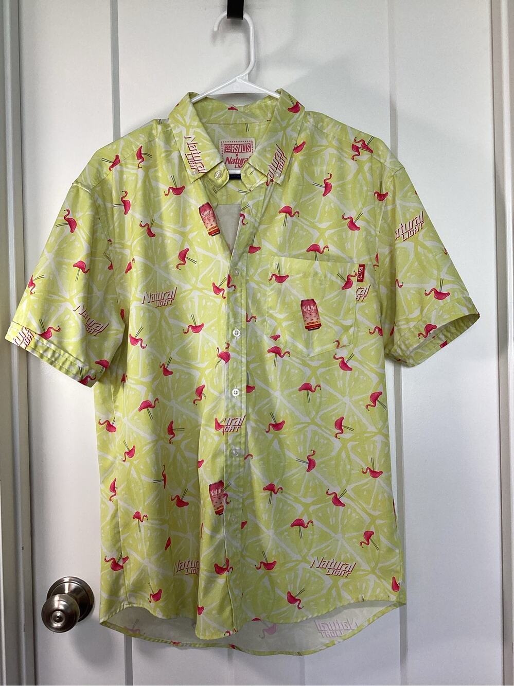 Rsvlts X Natural Light Naturdays with Flamingos Kunuflex Shirt Yellow Medium